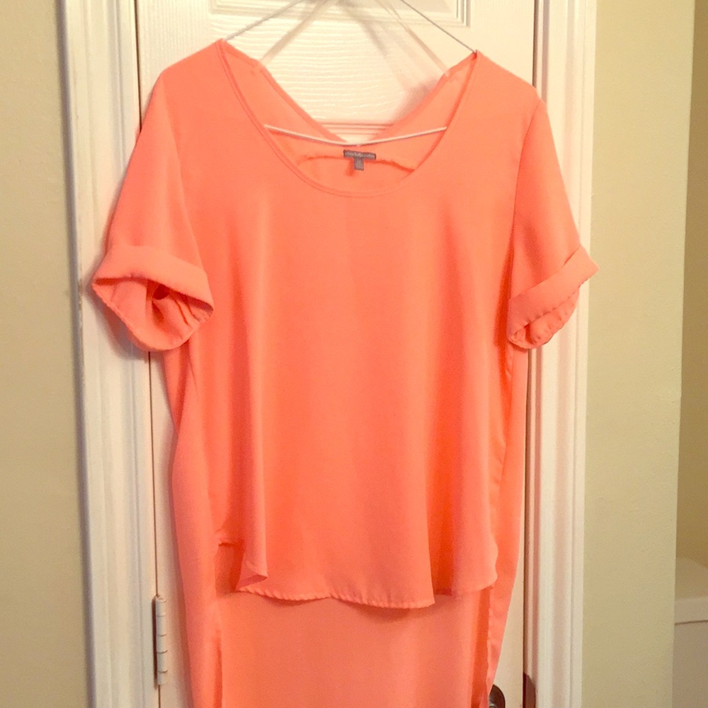 Bright peachy pink Hi Low Blouse